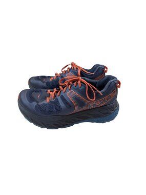 Hoka One One Mens Running Shoes Navy Orange Lace-Up Cushioned Size 10